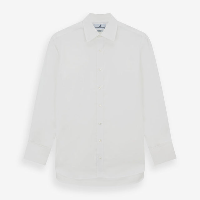 White Sea Island Quality Cotton Shirt with T&A Collar and Double Cuffs