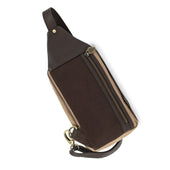 Pequeno Crossbody Bag Leather And Sand Canvas