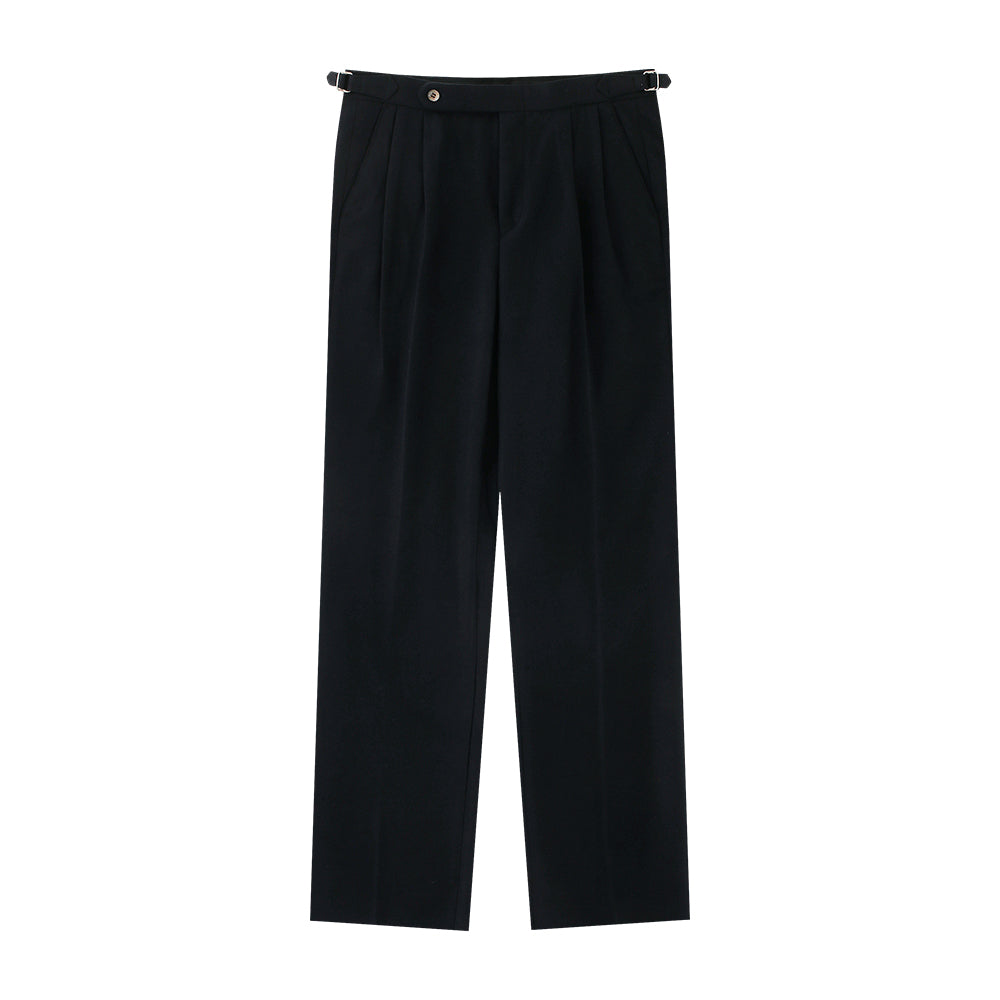 Wool Flannel Adjust 2pleats Relaxed Trousers