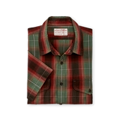 Filson's Washed Short Sleeve Feather Cloth Shirt - Green / Red / Black Ombre
