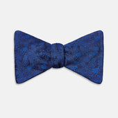 Electric Blue Motif Silk Bow Tie