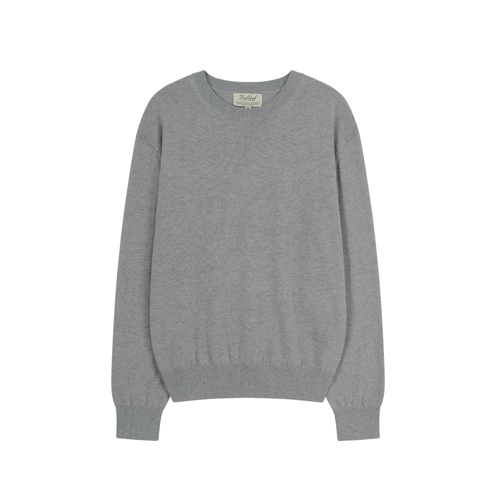 Essential Wool Comfort Crewneck Knit (Grey)