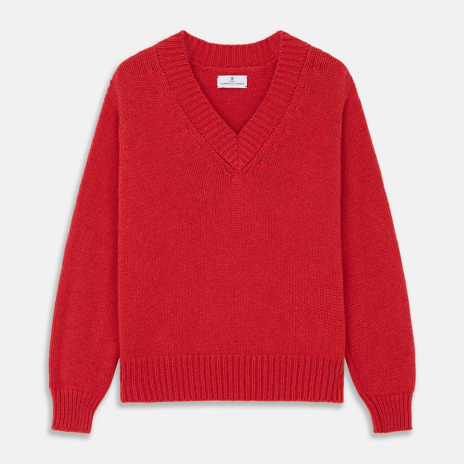 Raspberry Red Cashmere Edwards V Neck Sweater