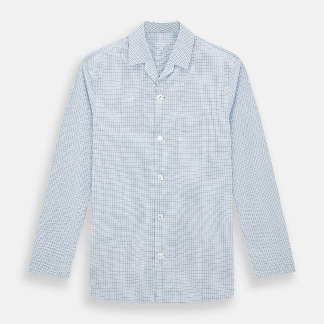 Blue Graph Check Pyjama Shirt