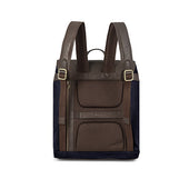 Mochila Backpack Leather With Navy Canvas