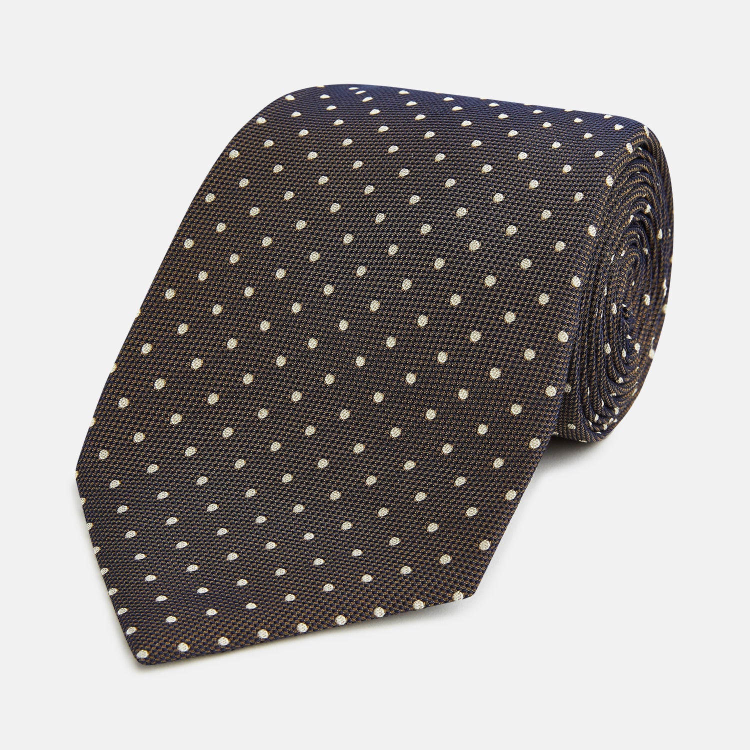 And Brown Micro Dot Silk Tie