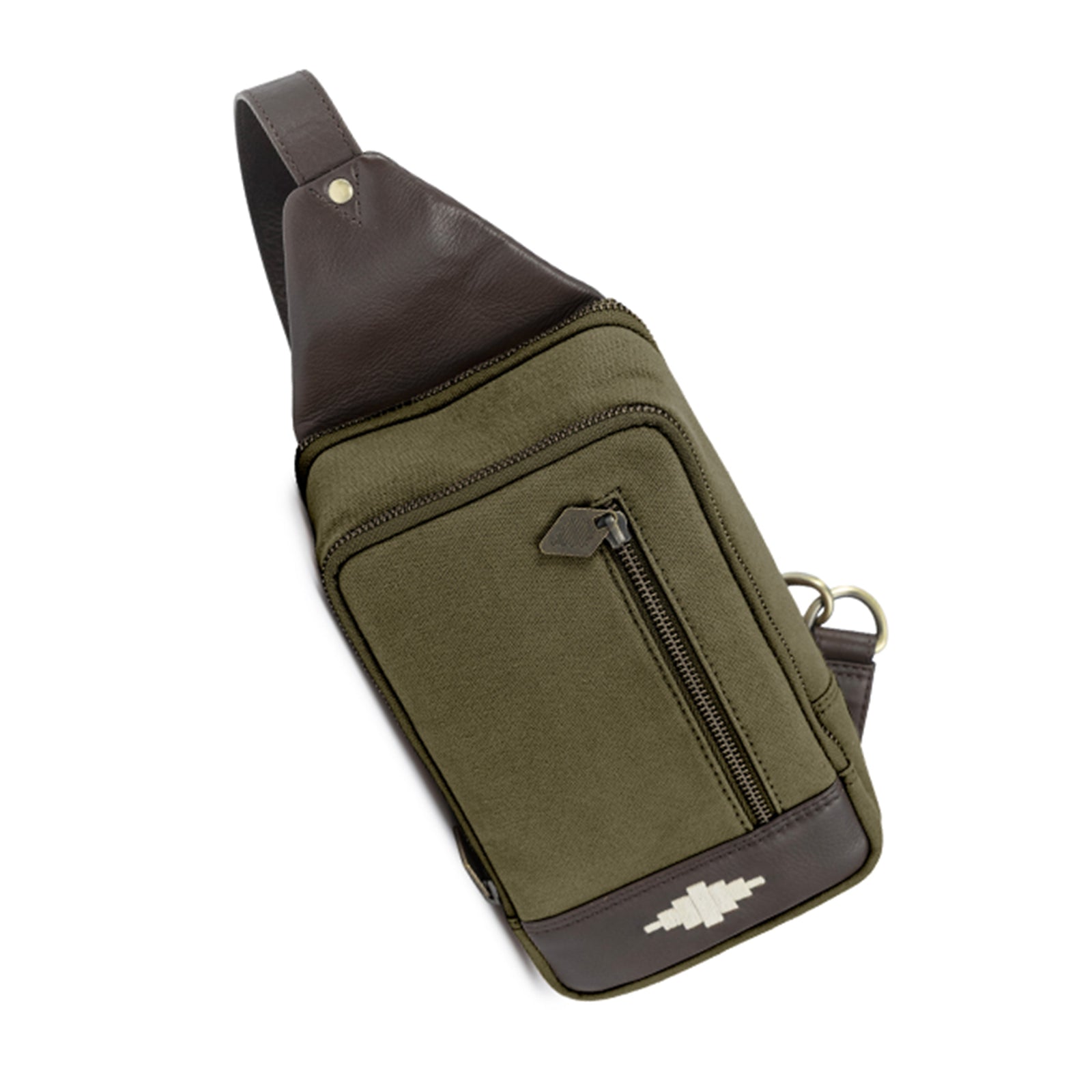 Pequeno Crossbody Bag Leather And Forest Canvas