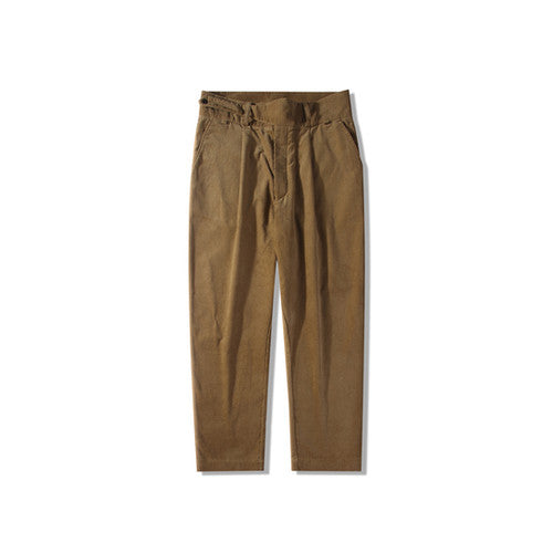 Side Button Corduroy Trousers - Khaki ST024