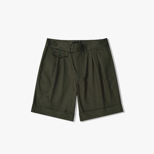 STCC058Pleated Chino Shorts - Green