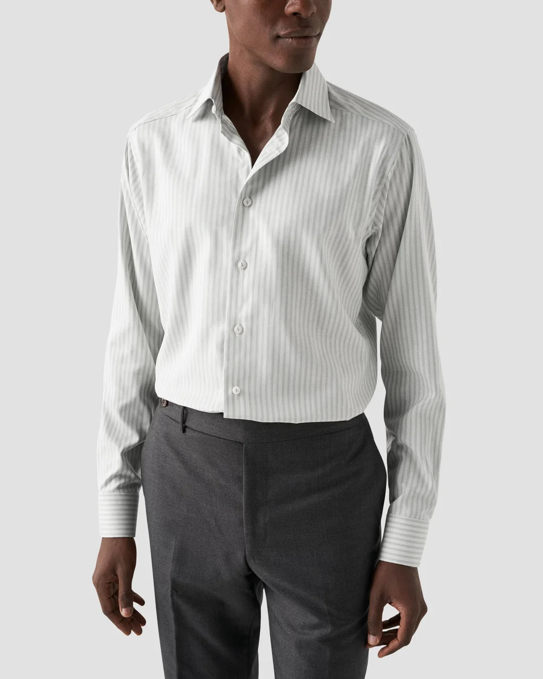 Green Striped Wrinkle Free Oxford Shirt Eton