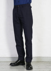 FINN | Side Buckle Regular Trousers | Blue Pin