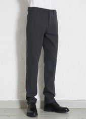 FINN | Side Buckle Regular Trousers | Grey Pin