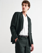 Fintry Dark Green Linen Single Breasted Blazer
