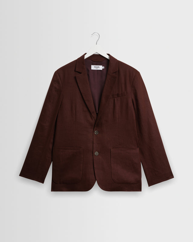 Fintry - Merlot Linen Single-Breasted Blazer
