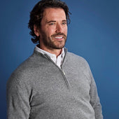 Grey Zip Neck Cashmere Sweater