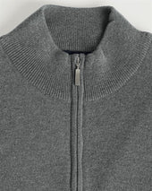 Grey Zip Neck Cashmere Sweater