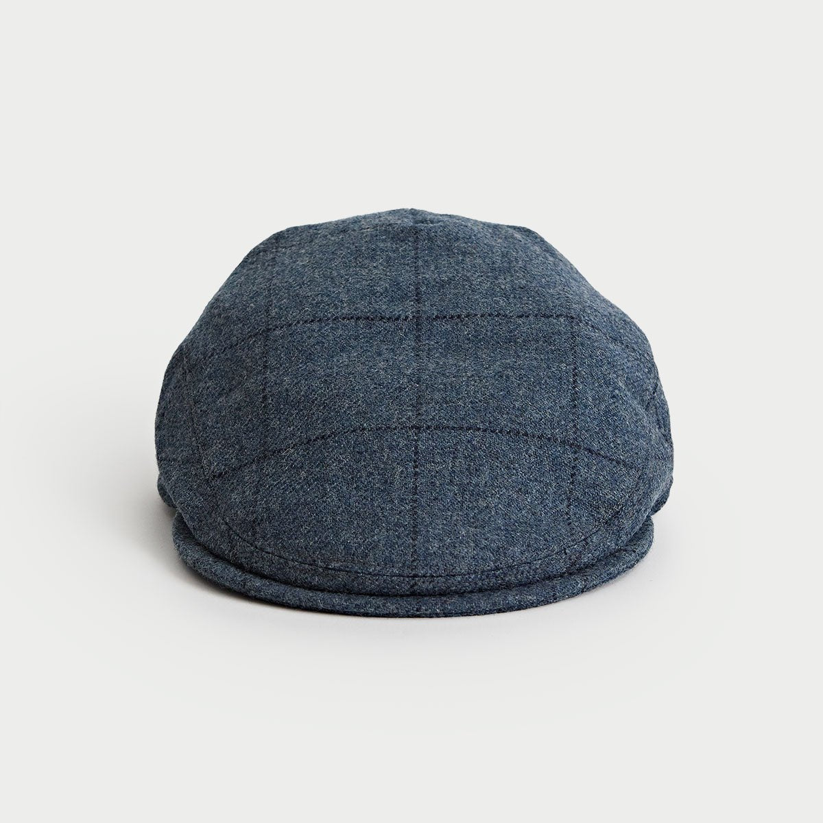 Flint Blue Square Check Loden Wool Flat Cap