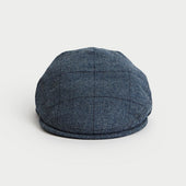 Flint Blue Square Check Loden Wool Flat Cap