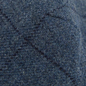 Flint Blue Square Check Loden Wool Flat Cap