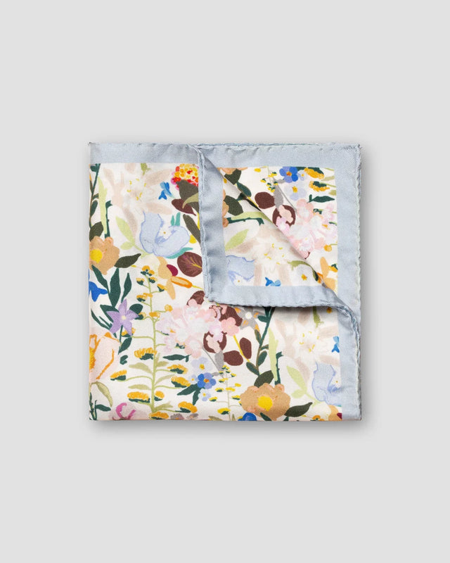 Light Blue Floral Silk Pocket Square