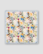 Light Blue Floral Silk Pocket Square
