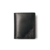 Folding Card Holder in Black Calf Leather