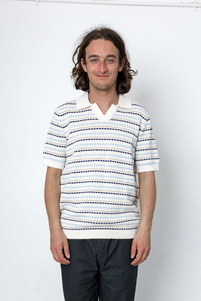 Alder Polo - Ecru / Blue