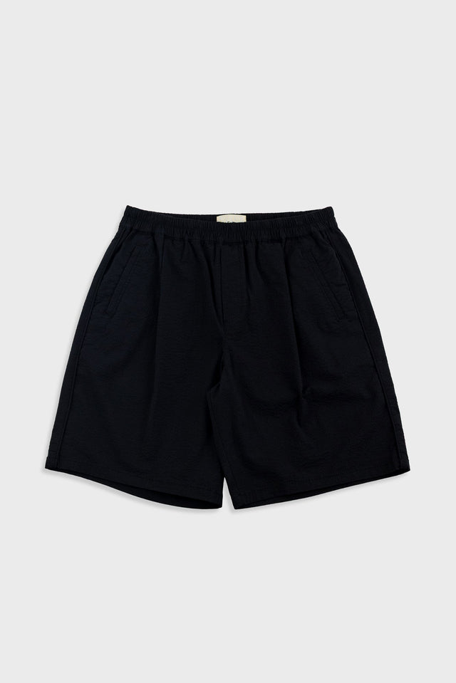 Relaxed Assembly Short - Black Seersucker