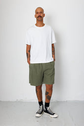 Relaxed Assembly Short Dark Cotton Linen