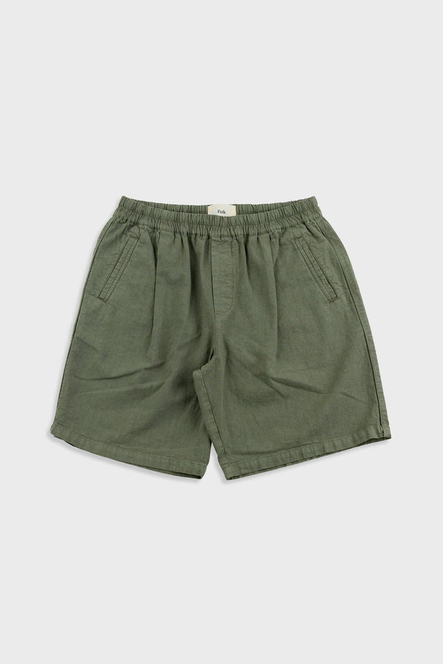 Relaxed Assembly Short - Dark Sage Cotton Linen