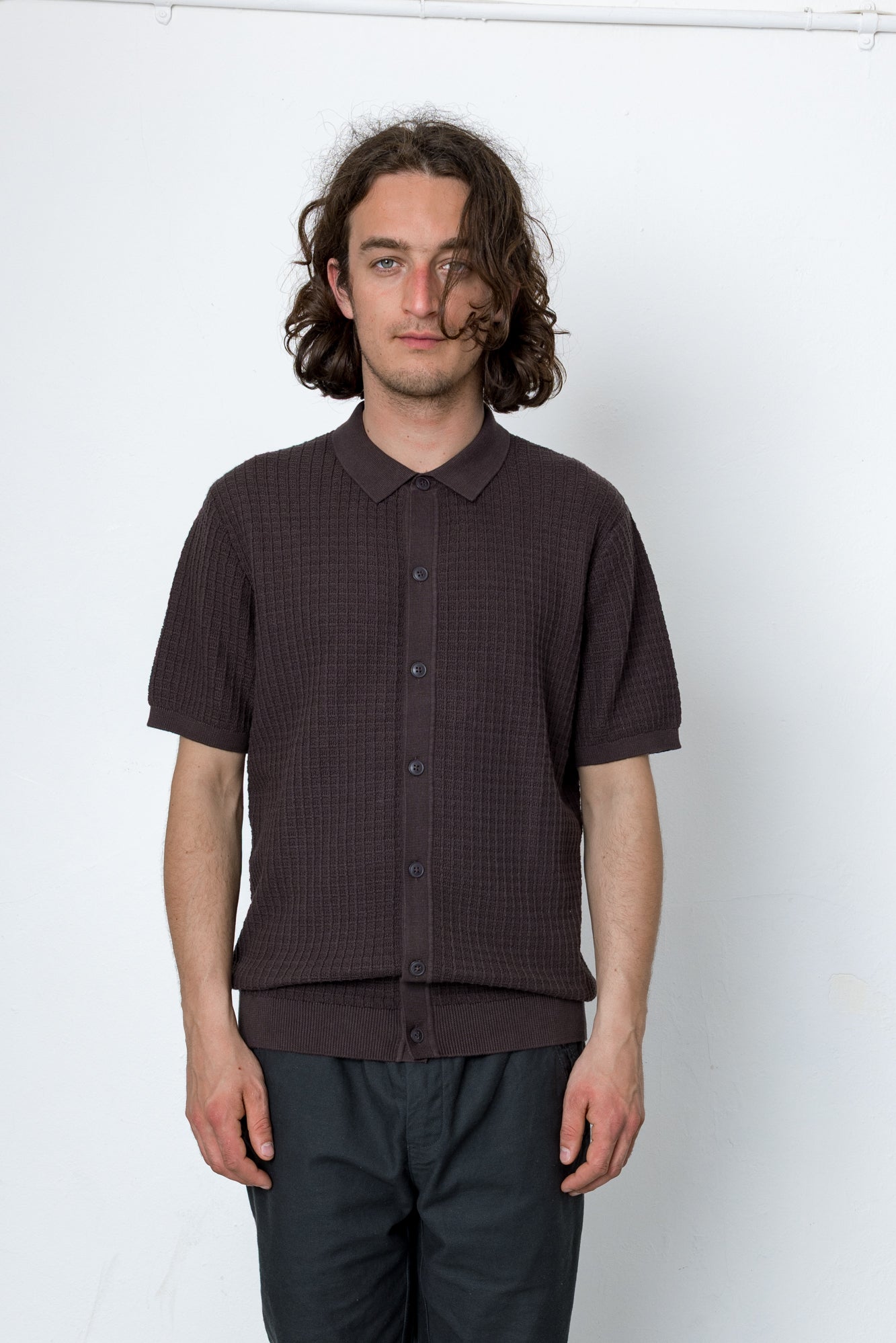 Beech Short Sleeve Button Through - Chocolate