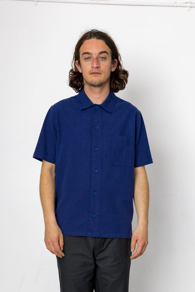 Crinkle Short Sleeve Shirt - Indigo Dark