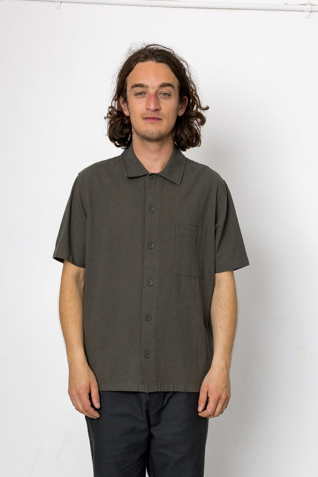 Crinkle Short Sleeve Shirt - Dark Khaki