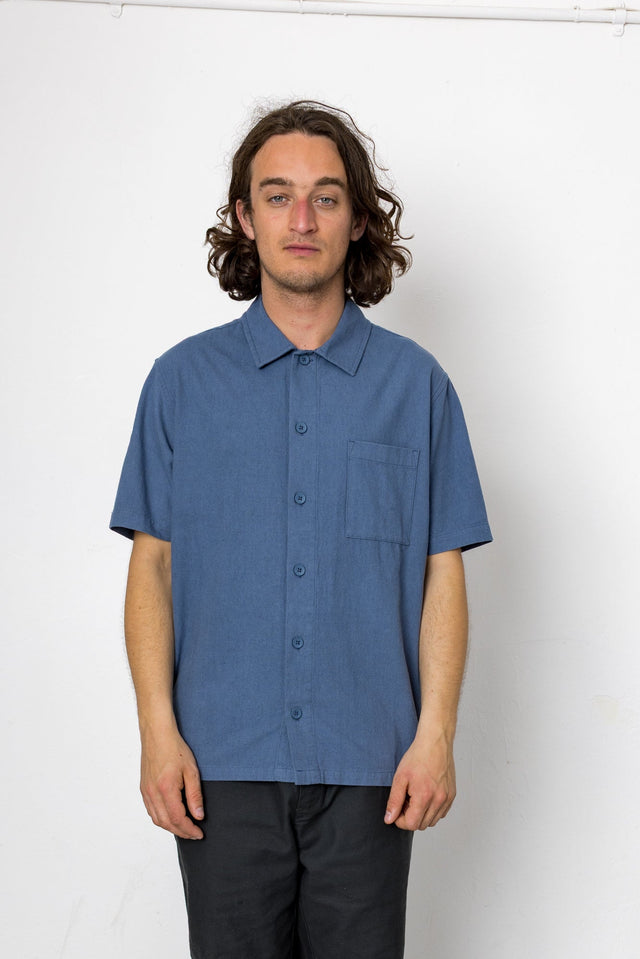 Crinkle Short Sleeve Shirt - Slate
