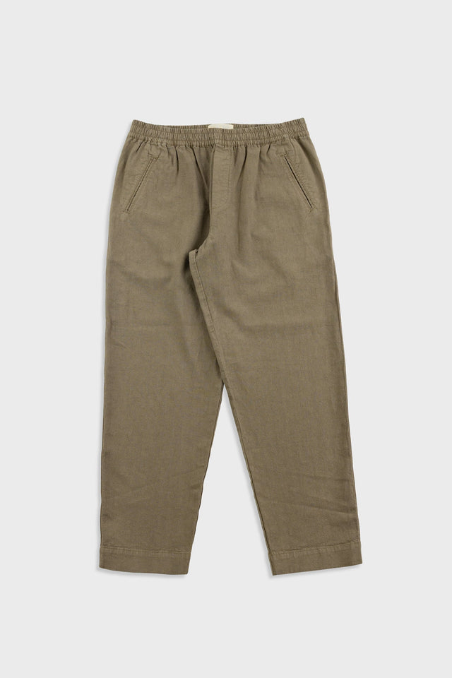 Drawcord Assembly Pant - Khaki Cotton Linen