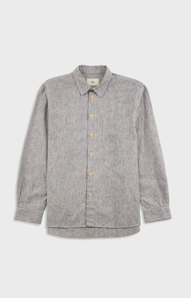 Easy Fit Shirt - Black Linen Stripe