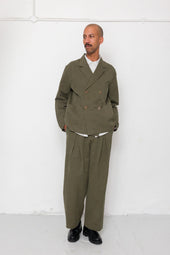 Easy Fit Blazer - Dark Olive Slub Linen