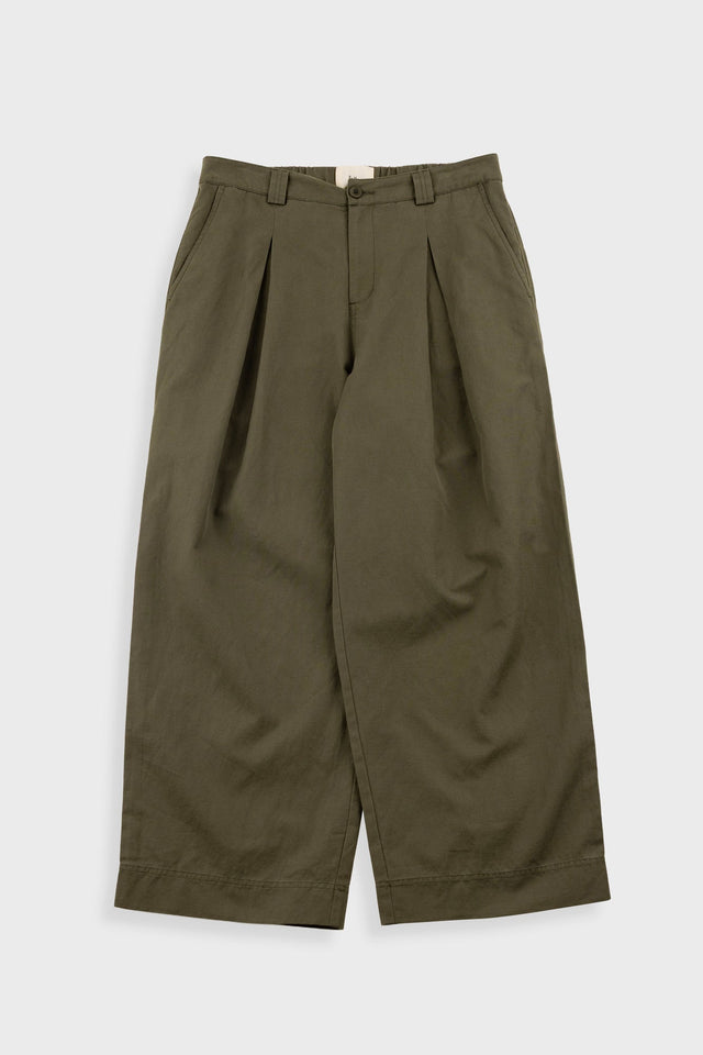 Easy Fit Trouser - Dark Olive Slub Linen