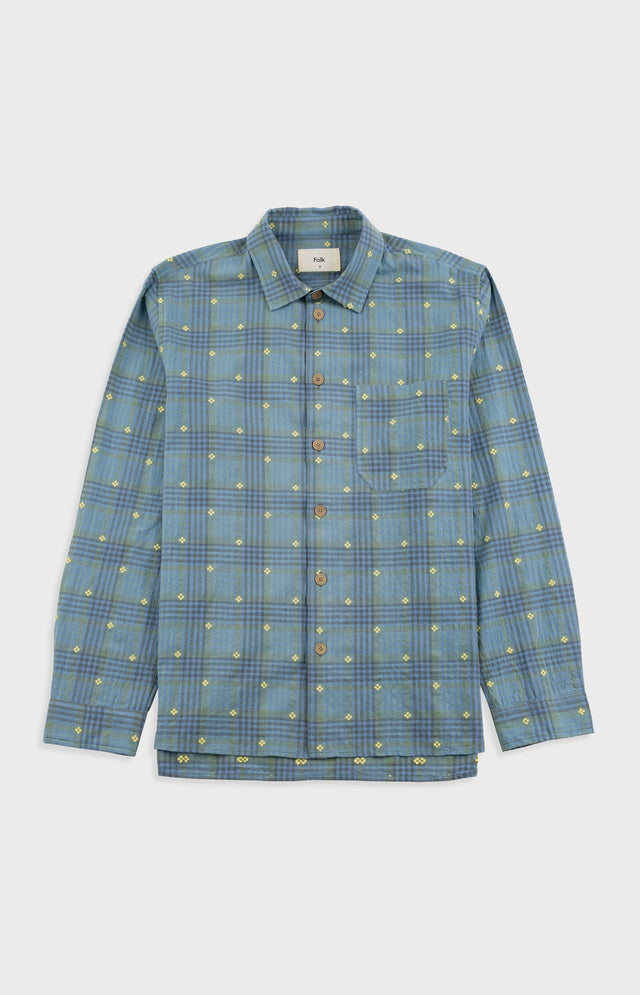 Easy Fit Shirt - Blue Yellow Flower Check | Folk x Goss Brothers