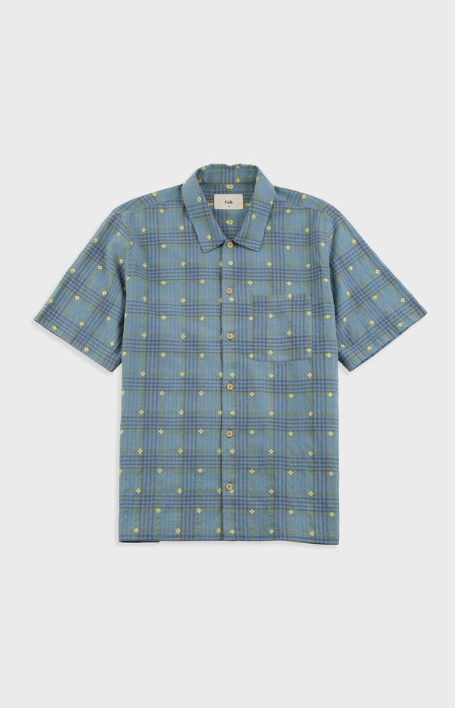 Gabe Shirt - Blue Yellow Flower Check | Folk x Goss Brothers