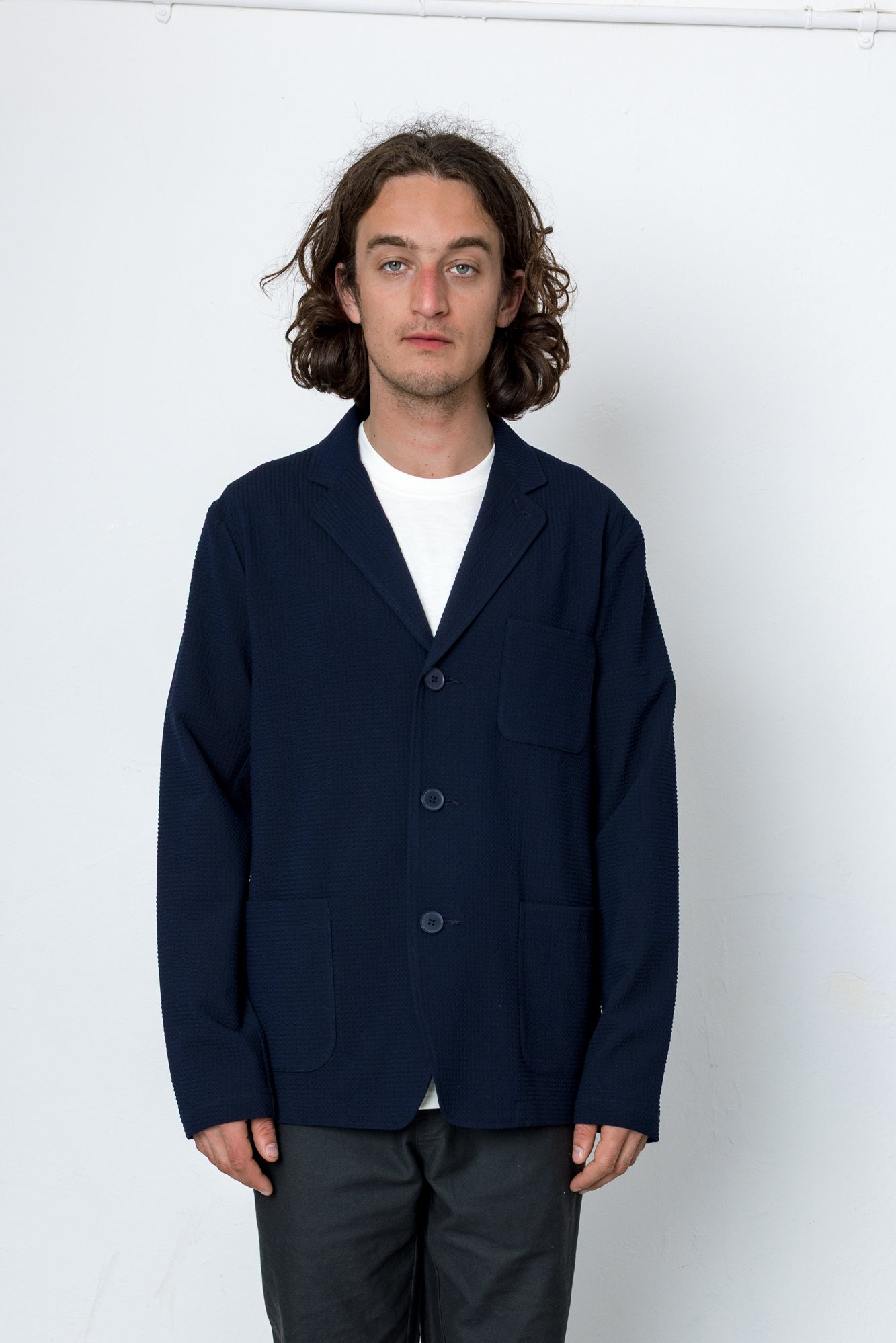 Geno Seersucker Blazer - Navy