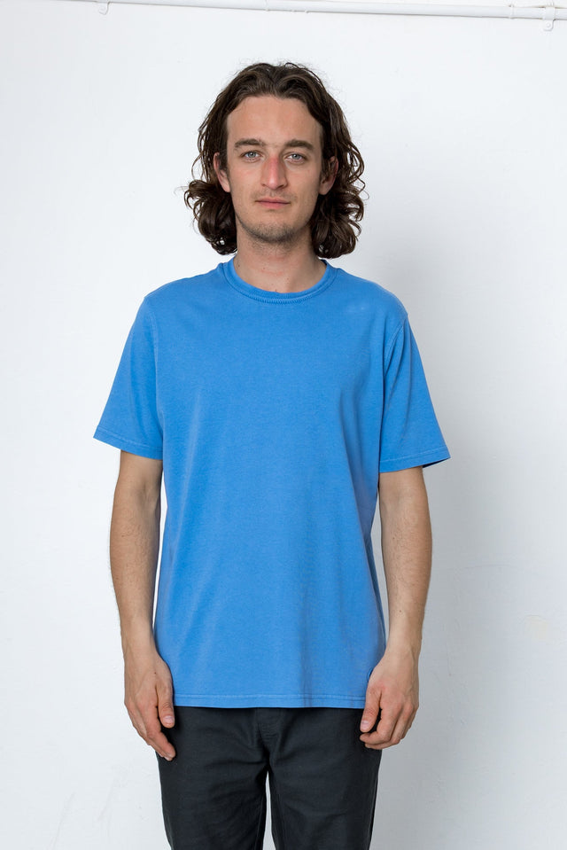 Jacquard Neck T-Shirt - Washed Blue