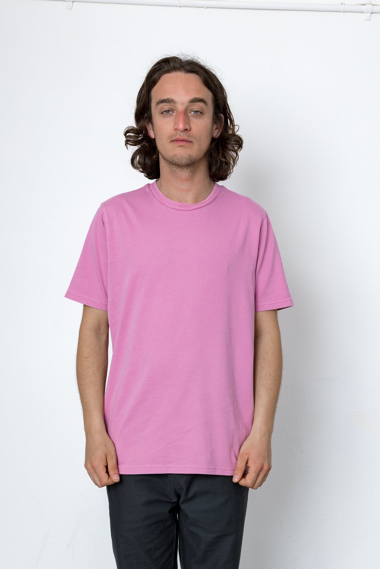 Jacquard Neck T-Shirt - Raspberry Mousse