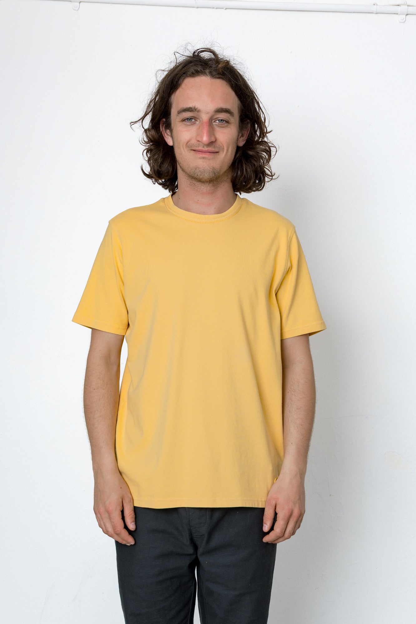 Jacquard Neck T-Shirt - Ochre