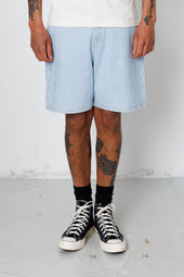 Relaxed Jean Short Pale Ticking Stripe