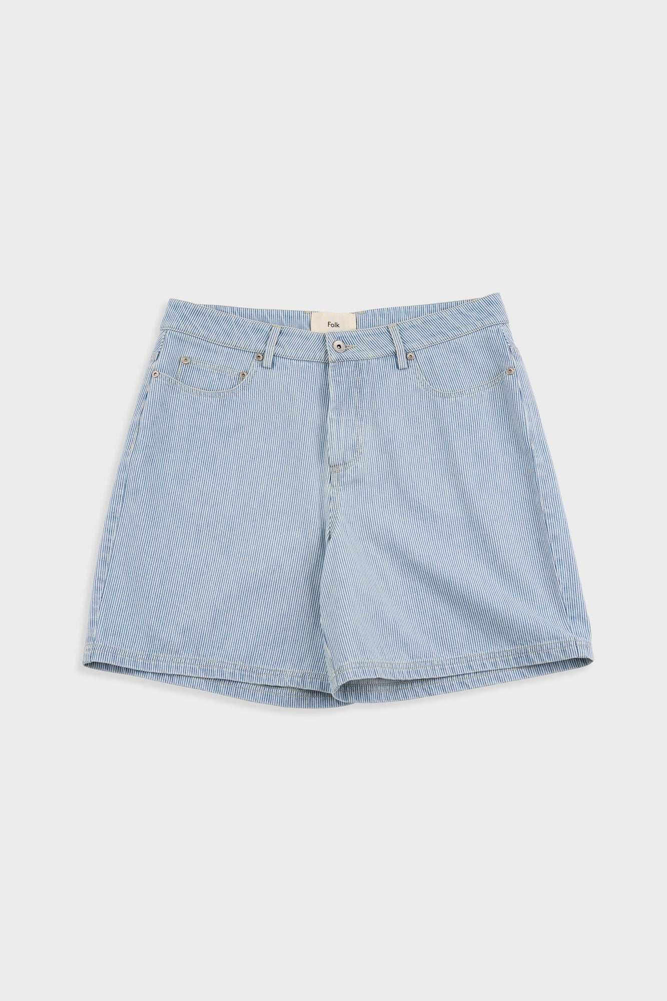 Relaxed Jean Short Pale Ticking Stripe