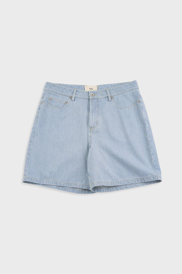 Relaxed Jean Short Pale Ticking Stripe