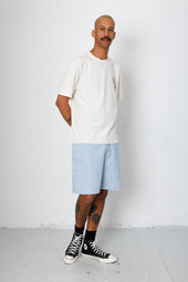Relaxed Jean Short Pale Ticking Stripe