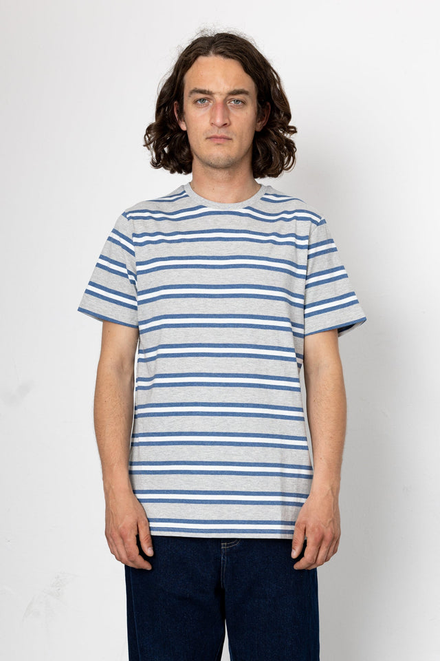 Kirk T-Shirt - Grey / Blue Stripe