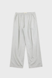 Drawcord Loose Trouser - Light Grey Seersucker